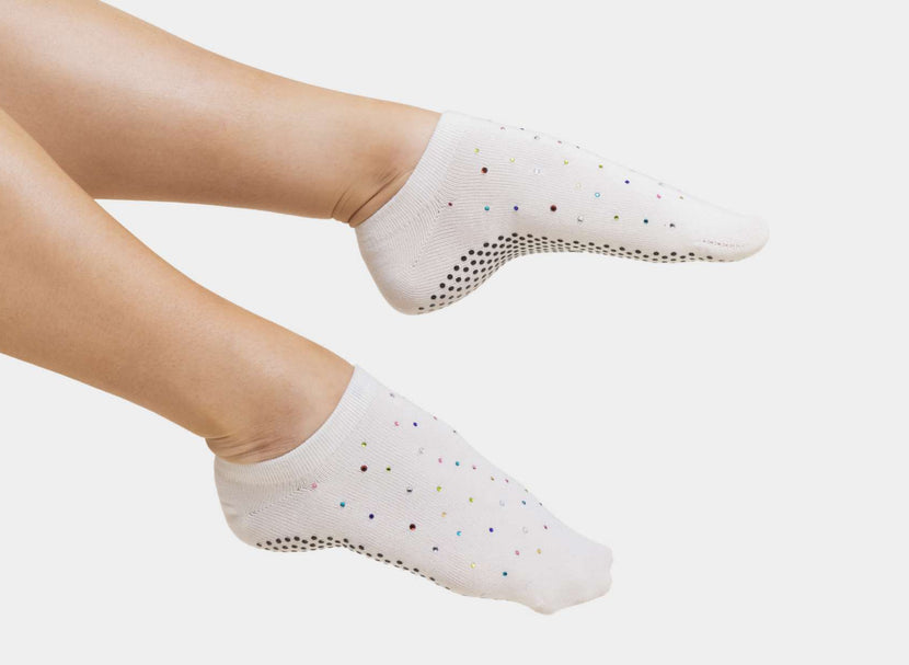 Women's gem grip socks - white